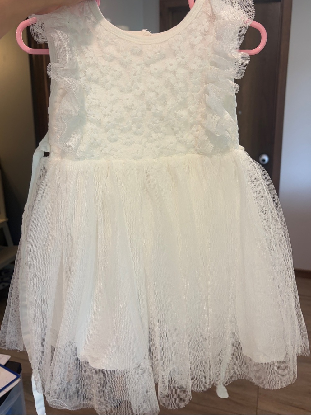 White Tulle Floral Bodice Girls' Dress
